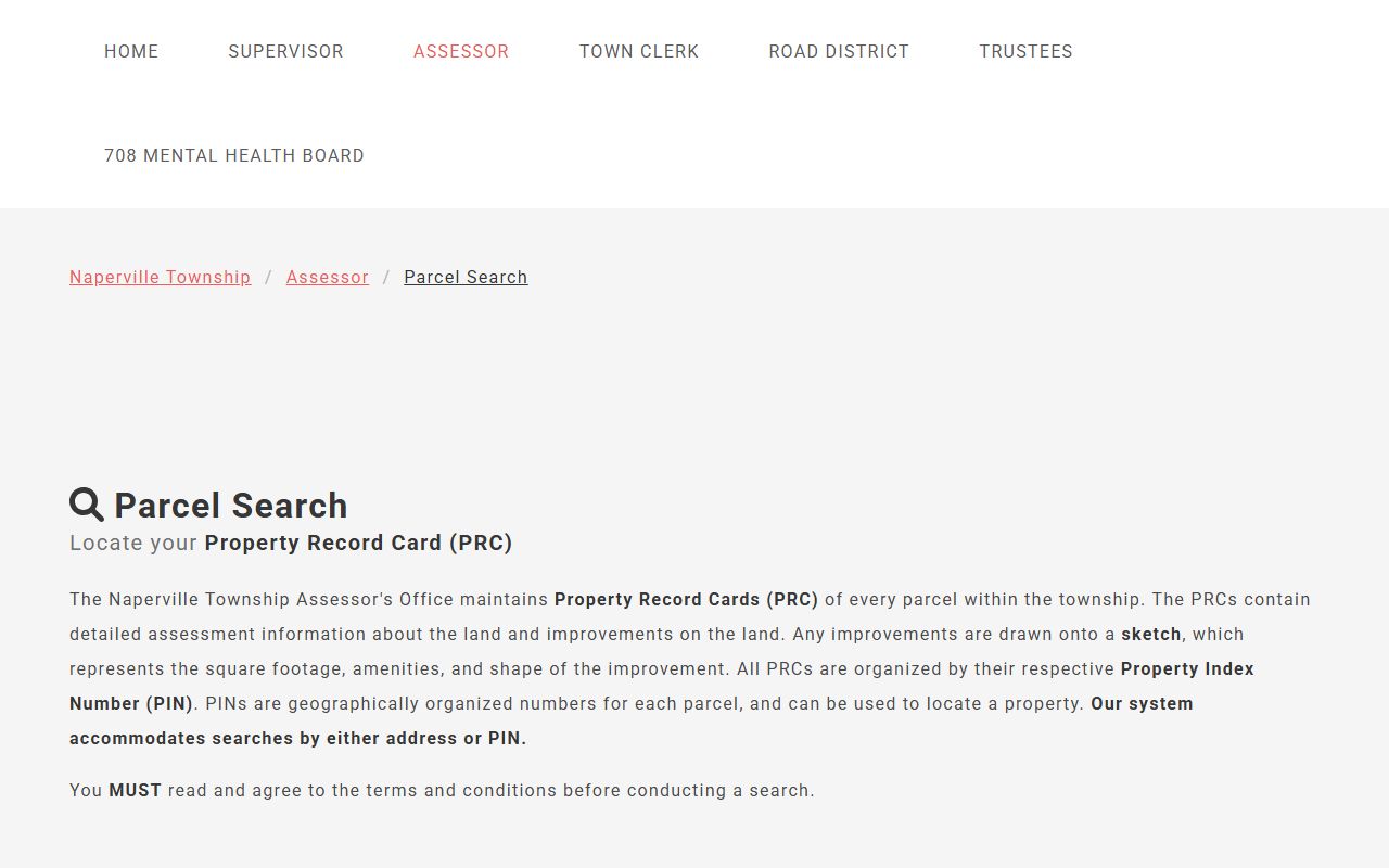 Naperville Township assessor parcel search for residents directory