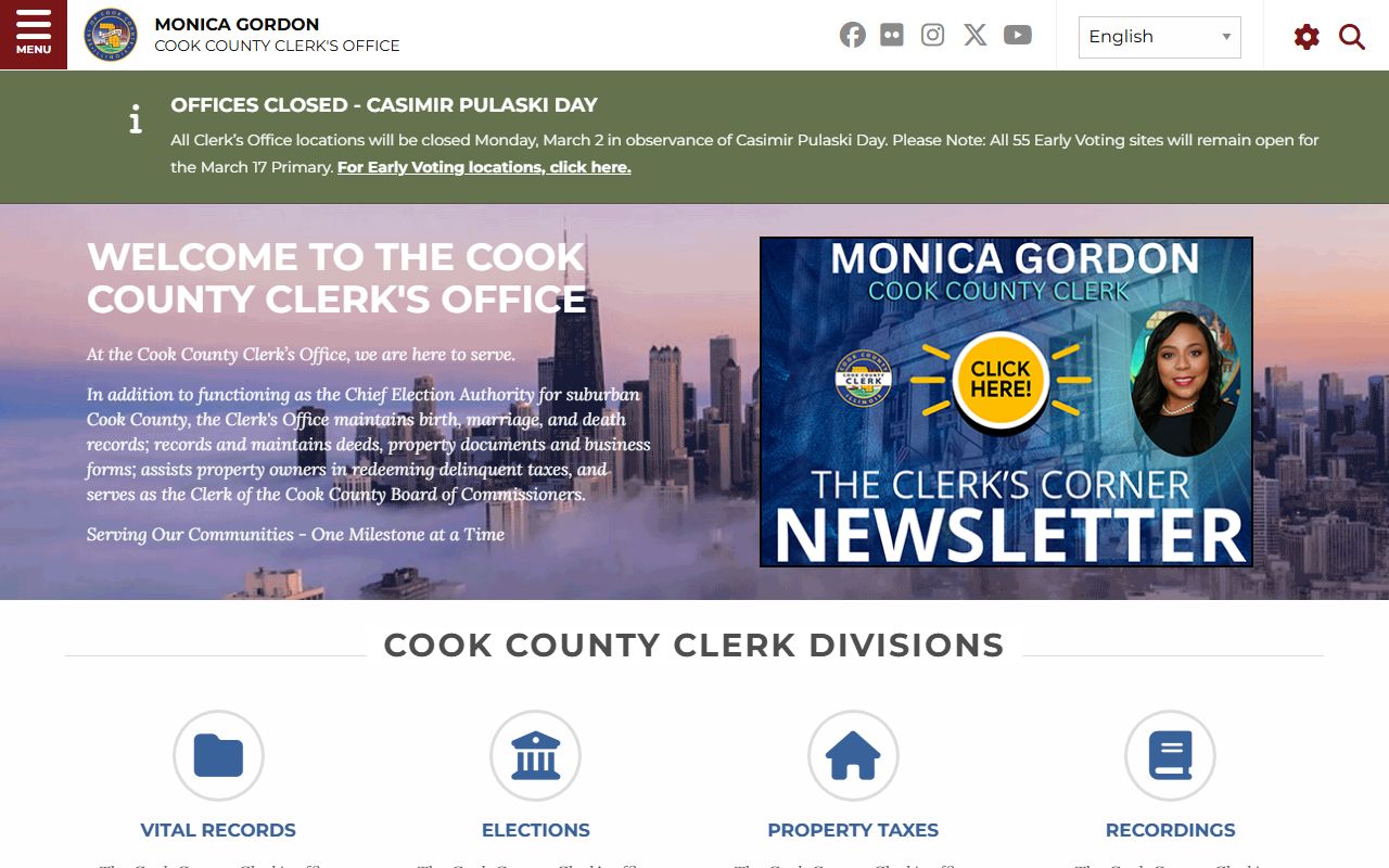 Cook County Clerk residents directory office website