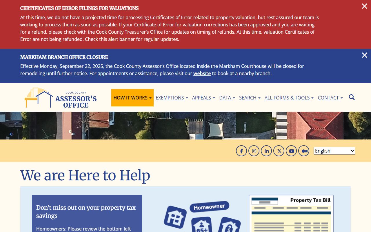 Cook County Assessor residents directory assessment page