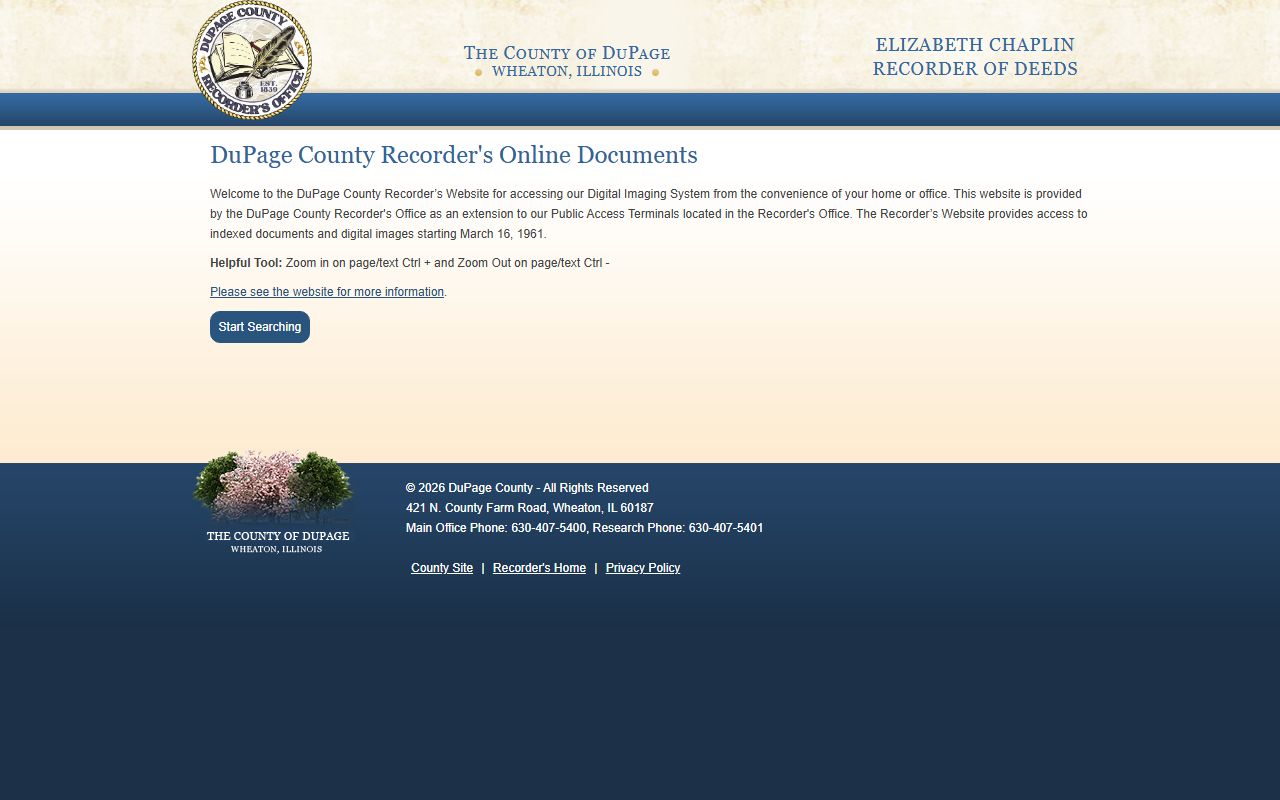 DuPage County land records search residents directory portal