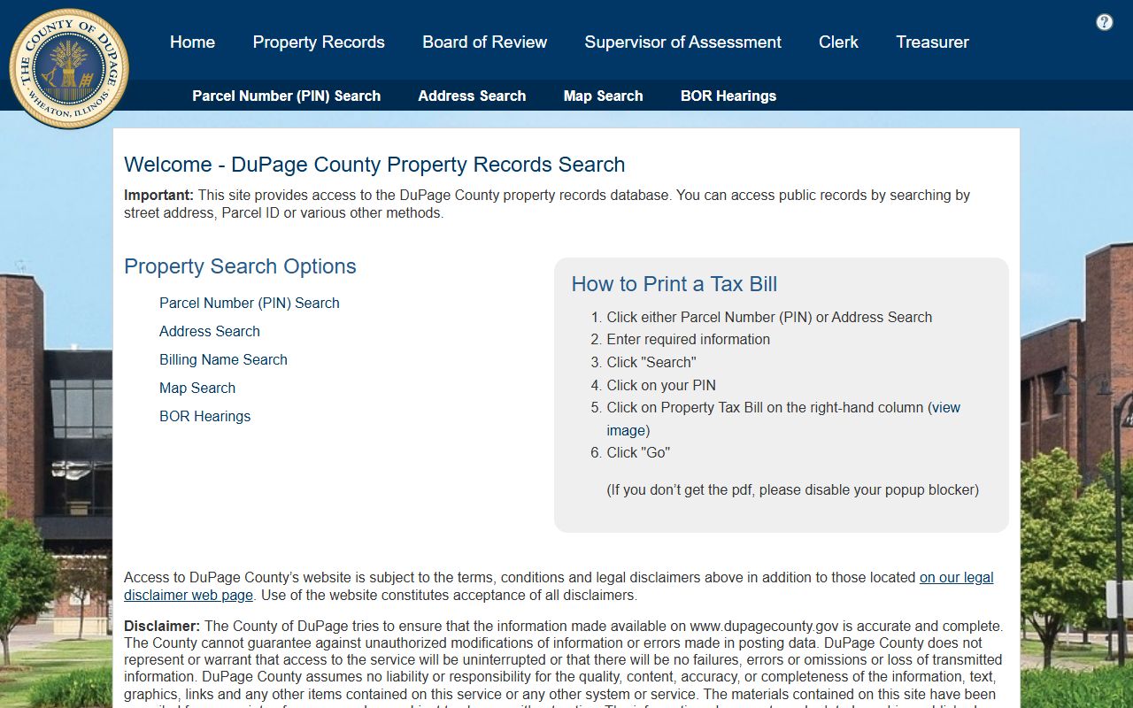 DuPage County property lookup tax records residents directory
