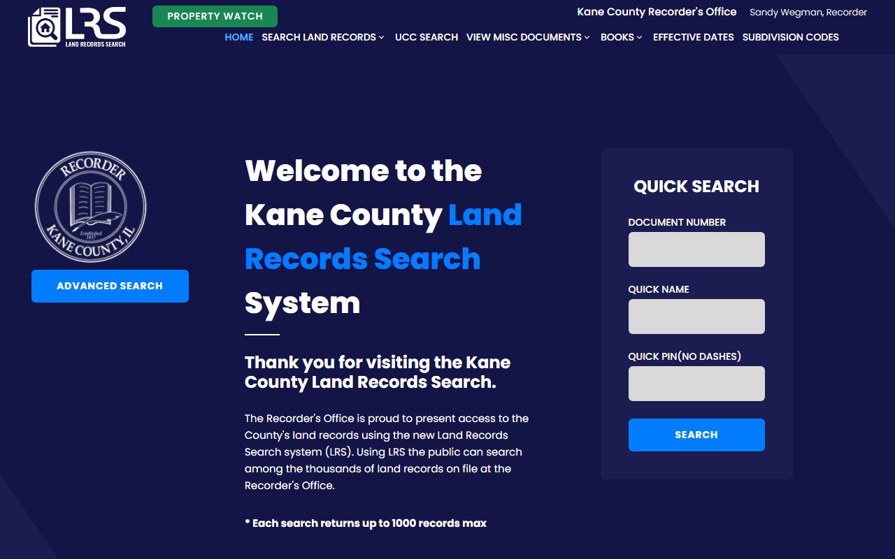 Kane County land records search portal residents directory