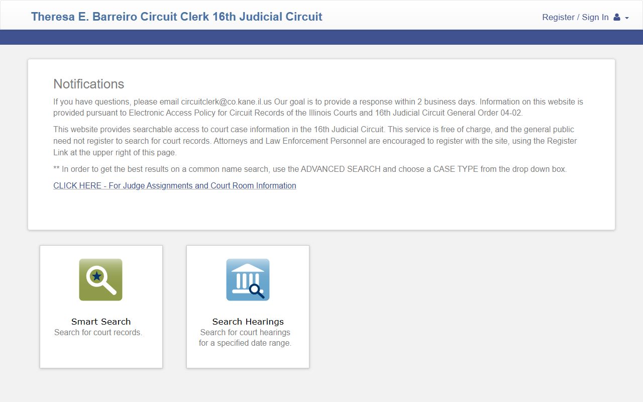 Kane County Circuit Clerk court records portal residents directory