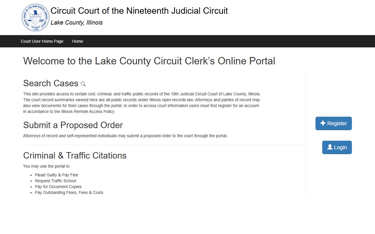 Lake County eCourt portal residents directory search
