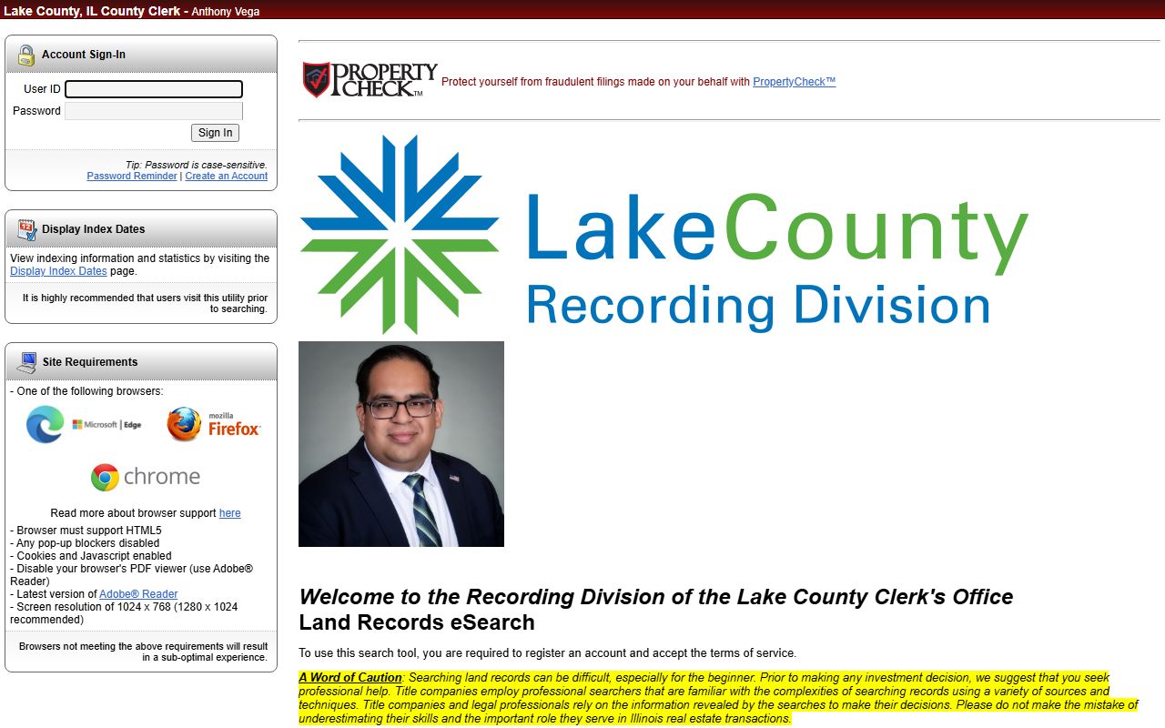 Lake County land records eSearch residents directory tool