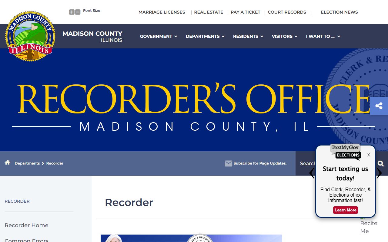 Madison County Recorder of Deeds residents directory website