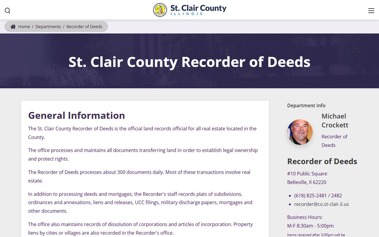 St. Clair County Recorder of Deeds residents directory website