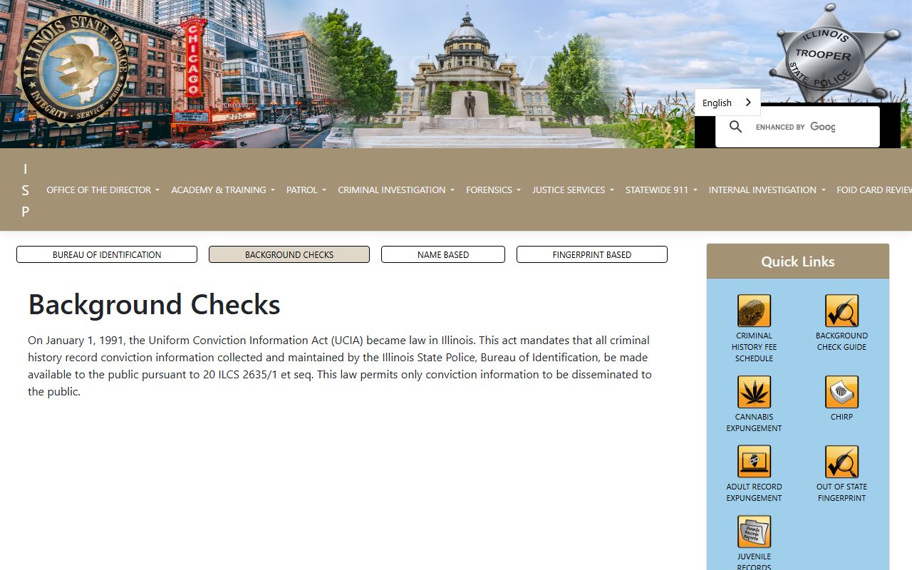 Illinois State Police background checks residents directory page